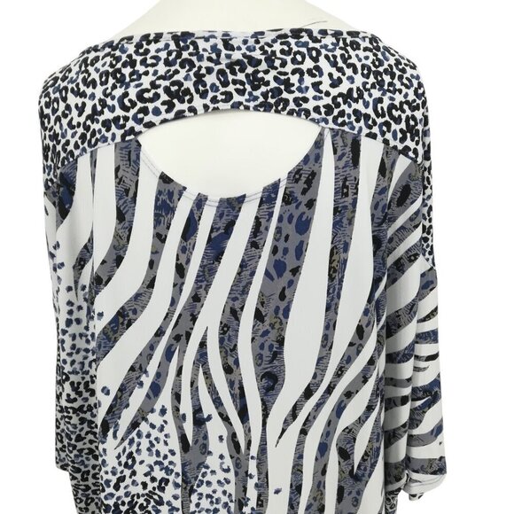 Clara Sun Woo Bouncy Knit Dolman Sleeve Lightweight Shirt Size L Animal Print - Picture 4 of 13